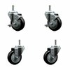 Service Caster 3.5'' Black Poly Wheel Swivel 7/16'' Grip Ring Stem Caster Set 2 Brakes, 4PK GR20S3514-PPUB-BLK-TLB-716138-2-S-2